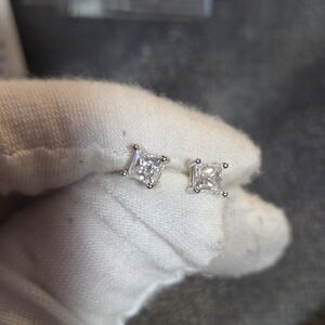 Princess Cut Moissanite Diamond Stud Earrings in Sterling Silver